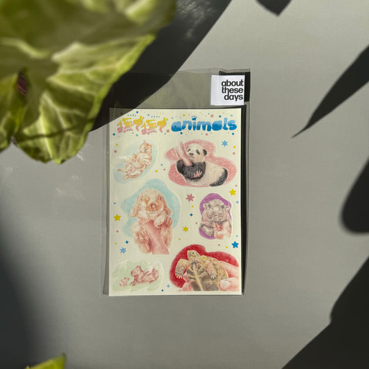 【PVC Sticker | 防水貼紙】NADE NADE animals (yellow)
